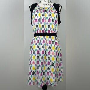 Daniel Rainn Birdcage Print Sleeveless Lined Dress Medium